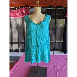 Studio‎ JPR JOhn Paul Richard womens L teal tank top flowy shirt NWT